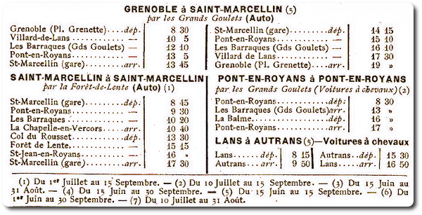Horaires des excursions PLM.